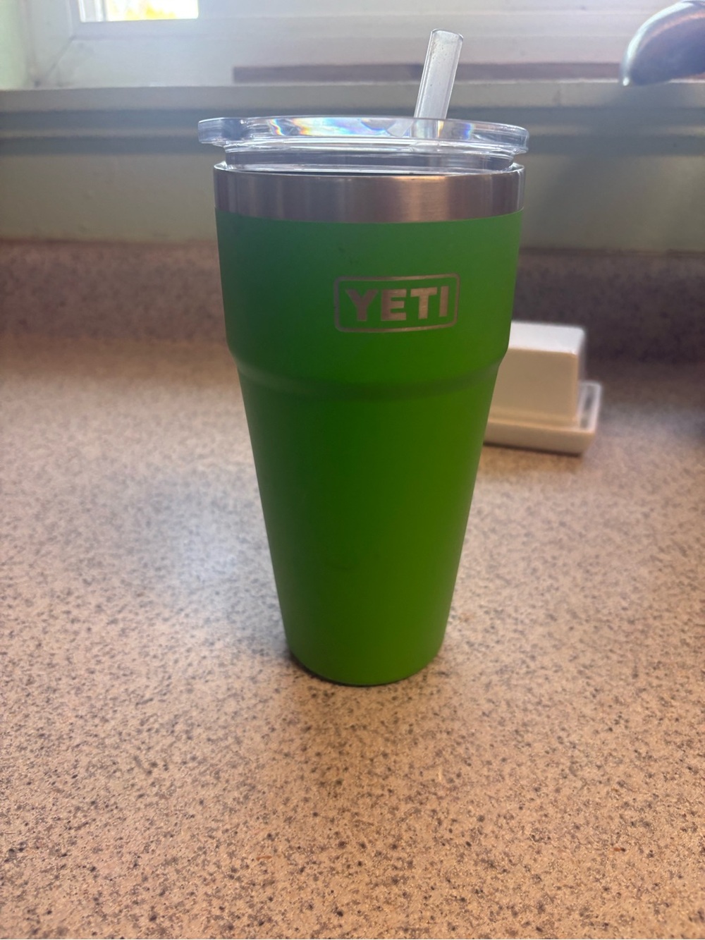 Yeti Green Stainless Steel Tumbler with Clear Lid